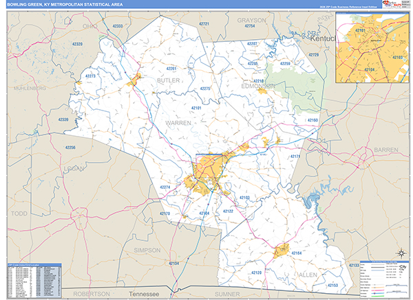 Bowling Green Metro Area Wall Map
